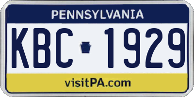 PA license plate KBC1929
