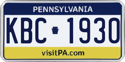 PA license plate KBC1930