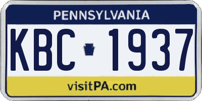 PA license plate KBC1937