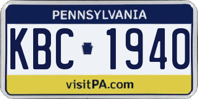 PA license plate KBC1940