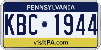PA license plate KBC1944