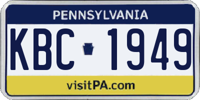 PA license plate KBC1949