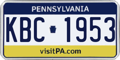 PA license plate KBC1953