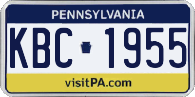 PA license plate KBC1955