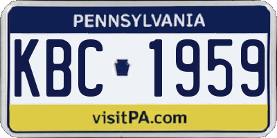 PA license plate KBC1959