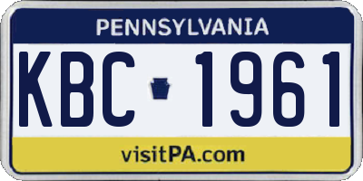 PA license plate KBC1961