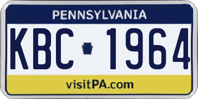 PA license plate KBC1964