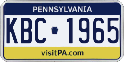 PA license plate KBC1965