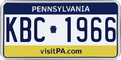 PA license plate KBC1966