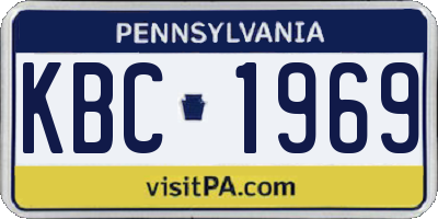 PA license plate KBC1969