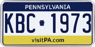 PA license plate KBC1973