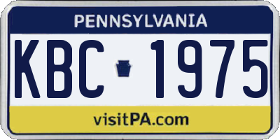 PA license plate KBC1975