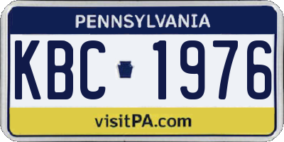 PA license plate KBC1976