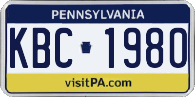 PA license plate KBC1980