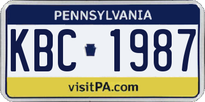 PA license plate KBC1987
