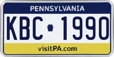 PA license plate KBC1990