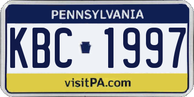 PA license plate KBC1997