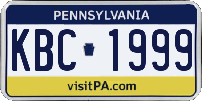 PA license plate KBC1999