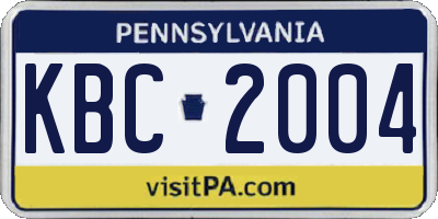 PA license plate KBC2004
