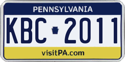 PA license plate KBC2011