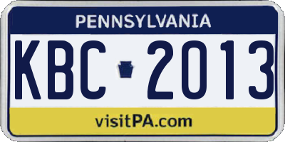 PA license plate KBC2013