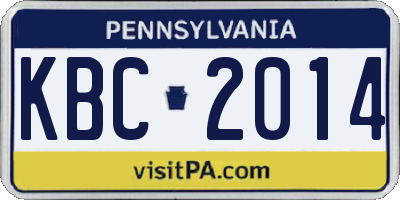 PA license plate KBC2014
