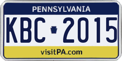 PA license plate KBC2015