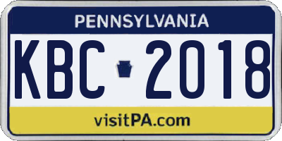 PA license plate KBC2018