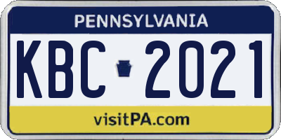 PA license plate KBC2021