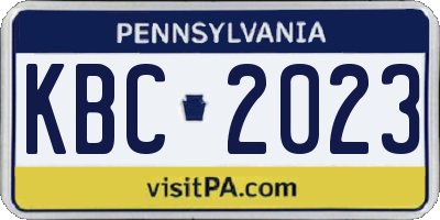 PA license plate KBC2023