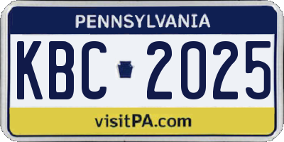 PA license plate KBC2025