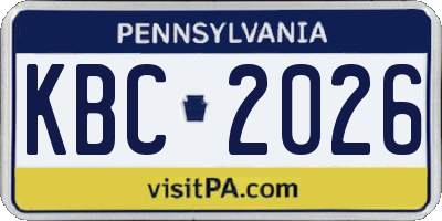 PA license plate KBC2026