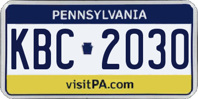PA license plate KBC2030