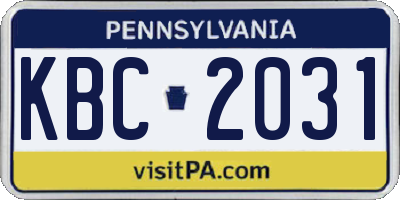 PA license plate KBC2031