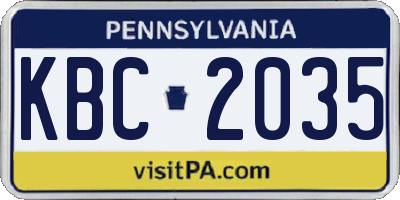 PA license plate KBC2035
