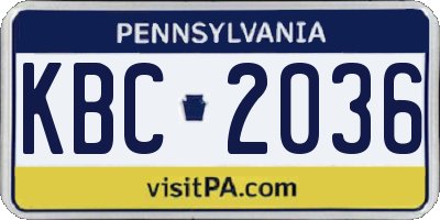 PA license plate KBC2036