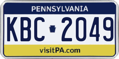 PA license plate KBC2049