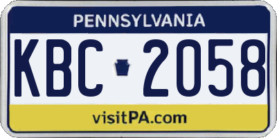 PA license plate KBC2058