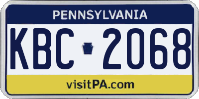 PA license plate KBC2068