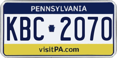 PA license plate KBC2070