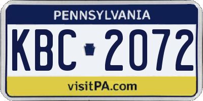 PA license plate KBC2072