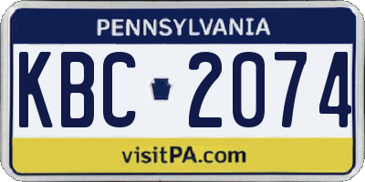 PA license plate KBC2074