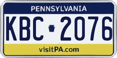 PA license plate KBC2076
