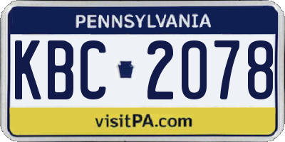 PA license plate KBC2078