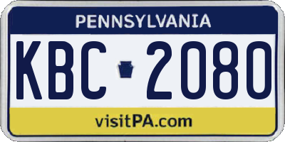 PA license plate KBC2080