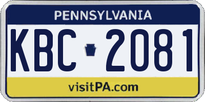 PA license plate KBC2081
