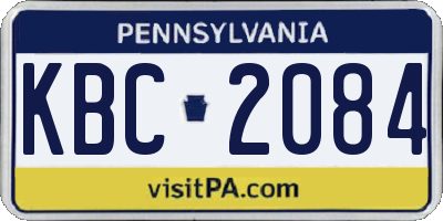 PA license plate KBC2084
