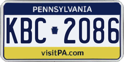 PA license plate KBC2086