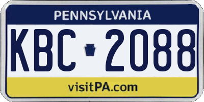 PA license plate KBC2088