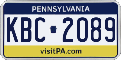 PA license plate KBC2089